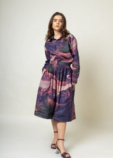A Model Wearing Multicolor Upcycled Cotton Jean Printed Skirt, curated by Only Ethikal